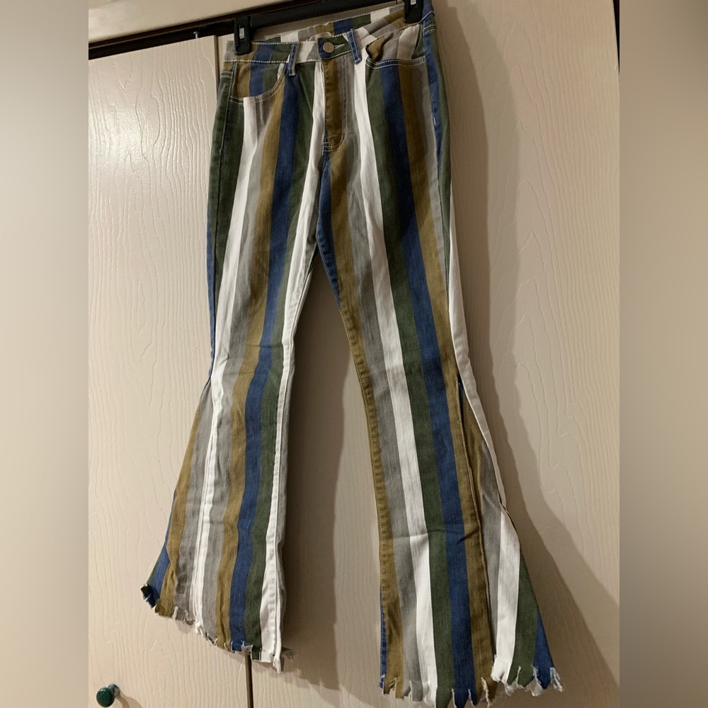 Chic Striped Flare Jeans
